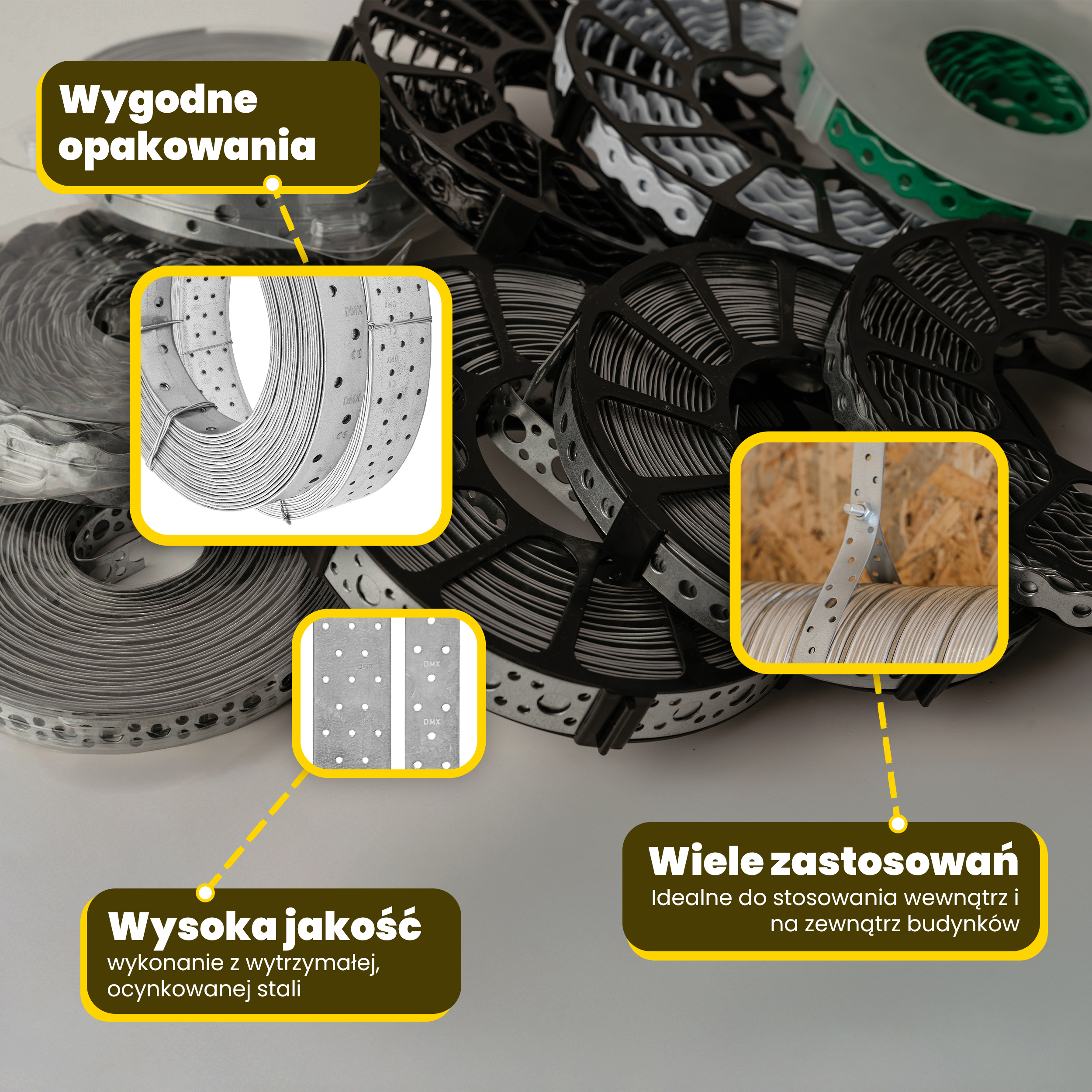 Taśma ciesielska konstrukcyjna stalowa perforowana - TM 2 | 10 m Taśma ciesielska konstrukcyjna stalowa perforowana - TM 2 | 10 m